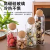 Frasco de almacenamiento transparente de vidrio de borosilicato alto para frutas secas, granos y té de cocina, con tapón de corcho sellado