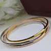 Venda Direta de Fábrica Pulseira com Cartão Mais Três Anéis Pulseira Banhada com Três Anéis Três Cores Anel de Casal Joias para Mãos Femininas Entrega Moda Europeia e Americana