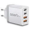 Carregador de Celular Europeu Padrão 55W para Fronteira Pd20W+Usb3.1 Carga Rápida Multi-Porta Cabeça de Carregamento Adequada para Apple 16/17