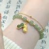 Pulseira Elegante de Luxo Leve Colorida Pedra Natural Chinesa Étnica Lótus Ruyi Estilo Nacional Pulseira Melhor Amigo Joia