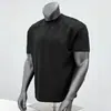 Camiseta Masculina de Algodão Pesado Estilo Americano, Cor Sólida, Gola Redonda Pequena, Manga Curta, Corte Amplo Casual para Fitness, Camada Base