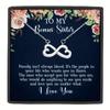 Amazon nuevo collar simple para viajero con colgante de lazo de 8 palabras de amor con caja de tarjeta regalo para damas