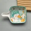 Tigela de Cerâmica Estilo Japonês Desenho Animado para Molho Utensílio de Mesa Tigela para Vinagre Doméstico Tigela para Molho de Soja Condimento Tigela para Mergulhar Tigela para Lanches Micro-ondas