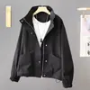 Abrigo de Otoño para Mujer Estilo Coreano 2026 Nuevo Holgado Casual Moderno Elegante Diseño Cuello Alto Chaqueta Corta Superior