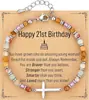 Pulsera de Rebaja Amazon Piedra Shoushan Piedra Natural Ajustable Personalizada Pulsera de Cuentas Cruz Regalo de Cumpleaños con Tarjeta