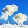 Sombrero de Paja con Encaje de Ola Grande para Mujeres y Niños, Sombrero de Sol con Protección Solar, Sombrero de Sol de Verano, Sombrero de Playa para Vacaciones en la Costa