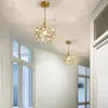 Lámpara de techo LED nórdica, luz de cristal simple para pasillo, lámpara de techo para balcón, pequeño candelabro de estilo europeo, luz para entrada, lámpara de noche