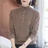 Ropa de invierno moderna para mujer, suéter holgado y grueso, nueva camisa básica elegante, top de punto, top cálido y versátil para mujer