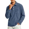 Camisa de veludo cotelê de cor sólida listrada com lapela para homens, de trabalho pesado, europeia e americana, com botões, casual, esportiva, roupas masculinas retrô, camiseta
