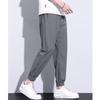 Calça de Seda de Gelo Masculina Verão Tendência Marca Solta Amarração no Tornozelo Esportiva Secagem Rápida Nove Pontos Casual Masculina Verão 2024 Calça Fina