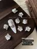 Decoraciones para Uñas White Small Flower Zircon Stacked Rhinestone, Perla 3D Cuadrada de Lujo Ligero Sin Base, Pedrería al por Mayor