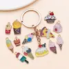 Aleación de Zinc Goteo de Aceite Comida Postre Colgante Hamburguesa Papas Fritas Cono Encanto DIY Pulsera Llavero Accesorios de Joyería