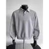 Sudadera tipo polo de peso pesado con patchwork acanalado para hombre, otoño, estilo americano cleanfit, cómoda, para ir al trabajo, suéter holgado