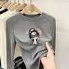 Colección de otoño e invierno: Ropa interior para niñas con forro de polar y estampados de dibujos animados, disponible en tallas mediana y grande, cuello redondo, manga larga, tejido cepillado cálido y suave.