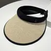 Sombrero de Sol de Verano Ins Estilo Coreano Parte Superior Abierta Sombrero de Sol Celebridad de Internet Ala Ancha Sombrero de Paja para Mujer Moda Diadema Sombrero de Sol Costa