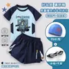 Traje de baño infantil de Pokémon para niños, nuevo conjunto de natación de verano de dos piezas con protección solar y manga corta, equipo de natación para niños más grandes