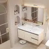 Gabinete de baño de aluminio de panal engrosado con lavabo de cerámica integrado y unidad de tocador