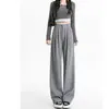 Pantalones Nuevos de Primavera y Otoño para Mujer Cintura Alta Falso para Mujer Pantalones Rectos Estrechos de Pierna Ancha Diseño Casual Estilo Perezoso