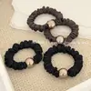 Versión Coreana de la Nueva Goma para el Cabello de Perla de Alto Brillo, Anillo de Perlas de Café Versátil para Mascarilla, Banda para el Cuero Cabelludo de Alta Elasticidad, Goma para Recoger la Cola de Caballo