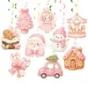 Decoración Espiral Fiesta Navideña Rosa Tema Invernal Hombre de Jengibre Muñeco de Nieve Ángel Colgante Arreglo Espiral Adorno