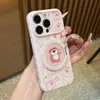 Funda para teléfono Winnie the Pooh Oso de Fresa Shin-chan con soporte giratorio para Apple 17 Pro Max, Huawei, Xiaomi 17, ventana grande para pantalla