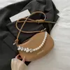 Bolsa de Hombro para Mujer Tendencia Estilo Coreano Ins 2026 Primavera Color Caramelo Cadena de Perlas Bolso de Axila Bolso de Hombro Dulce de Moda