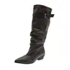 Botas Femininas de Cano Alto Acima do Joelho 2026 Novas Botas Femininas Outono/Inverno Botas Longas Cano Largo Franzidas Amontoadas