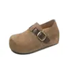 Nueva Hebilla Cinturón de Cuero Retro Suela Gruesa Zapatos sin Cordones Zapatos Individuales Mocasines de Mujer 2026 Altura Oculta Versátil Otoño