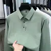 Transmisión en Vivo Camisa Polo de Manga Larga para Hombre Primavera y Otoño Nuevo Estilo Malla Transpirable Cuello Solapa Color Sólido Secado Rápido Camiseta Dropshipping