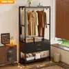 Perchero combinado de armario abierto, uso doméstico de metal con cajones, perchero colgante para vestidor, perchero de pie para vestidor