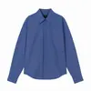 Camisa Branca de Alta Qualidade, Sofisticada, Resistente a Amassados, Estilosa, Básica, Simples, Versátil para Homens e Mulheres, Camisa Azul de Manga Longa