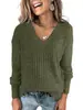 Nuevo Top de Punto Cepillado Costillado de Manga Larga con Cuello en V para Mujer 2025 Popular Otoño e Invierno Exportación Adelgazante Talla Grande Camiseta