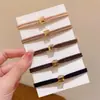 Elástico de Cabelo de Cristal Estilo Coreano Argolas de Cabelo Simples Marrom Leite Tendões de Borracha Feminino Elegante Versátil Elástico para Rabo de Cavalo Alto Acessórios de Cabelo