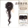 Peruca de Coque Longo para Mulheres com Franja Lateral, Estilo Coreano Vintage Riquinha, Penteado de Coque Florido Fofo