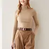 Suéter premium 100% cashmere sem costura para mulheres, gola semi-alta, caimento justo, versátil, moderno, camada base modeladora