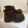 Botas Martin de plataforma alta para mujer, botas amarillas estilo británico, nuevo modelo otoño e invierno 2026, tacón cuadrado, botines cortos de cordones para mujer