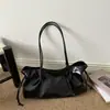 Moda de Viaje Estilo Coreano 2026 Nueva Bolsa de Hombro Grande de Lona Plegada con Cordón Casual Simple Elegante
