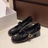 Sapatos Mary Jane de salto médio 2025 Primavera Nova Princesa Francesa Prata Sapatos de plataforma impermeáveis de salto grosso Sapatos femininos pequenos prateados