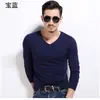 Ropa interior popular otoño e invierno camiseta de manga larga para hombre delgada elástica ajustada camiseta de manga larga para hombre color liso casual camisa base moda