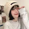 Gorro de lana para mujer, gorro de punto, nuevo estilo de invierno, ala ancha, versátil, cálido, estilo europeo y americano, forrado de polar, gorro para mujer transfronterizo
