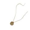 Collar con moneda de oro en relieve de moda europea y americana, colgante con diseño de moneda de alto sentido, cadena de clavícula, joyería de moda con personalidad de nicho