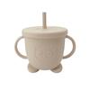 Vaso para beber para niños, dos en uno, de silicona con doble tapa, para meriendas, para entrenamiento de bebés, con pipeta para bebés