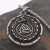 Talismán de dragón vikingo, colgante de acero de titanio, collar con nudo triangular celta, brújula de Odín, colgante de Lunavan