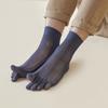 Meias Masculinas de Comércio Exterior Meias de Cinco Dedos Meia-Panturrilha Brancas Absorventes de Suor Malha Vazada Embaladas em Sacola Nylon Boca Larga Meias Casuais