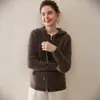 Nuevo Cárdigan de Cachemira para Mujer con Capucha Suelto de Punto Chaqueta Sudadera de Punto Otoño e Invierno Top Elegante para Mujer