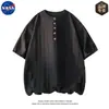 Suéter de Punto de Manga Corta con Cuello Redondo de Alta Calidad con Sensación de Hielo Co-Branded de la NASA para Hombre, Top Casual de Verano de Gama Alta