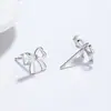 Brincos de Laço em Prata 925, Brincos de Nicho de Luxo para Mulheres, Joias Coreanas da Moda com Zircônia em Formato de Coração