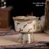 Conjunto de chá de cerâmica pintado à mão com flores pequenas, para queimar lenha, luxuoso, retrô, feito à mão, cor sob esmalte, conjunto de chá pequeno, estilo chinês fresco, conjunto de chá kung fu