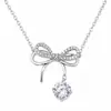 Collar de Moissanita con Lazo para Mujer, Diseño de Nicho de Lujo Ligero, Microincrustación de Circonita, Collar de Estilo Minimalista, Colgante de Alta Gama