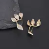 Brincos de Folhas de Zircônia Novos Transfronteiriços Brincos de Flor da Indústria Pesada Brincos Galvanizados a Cobre de Proteção Ambiental Brincos Joias Doces